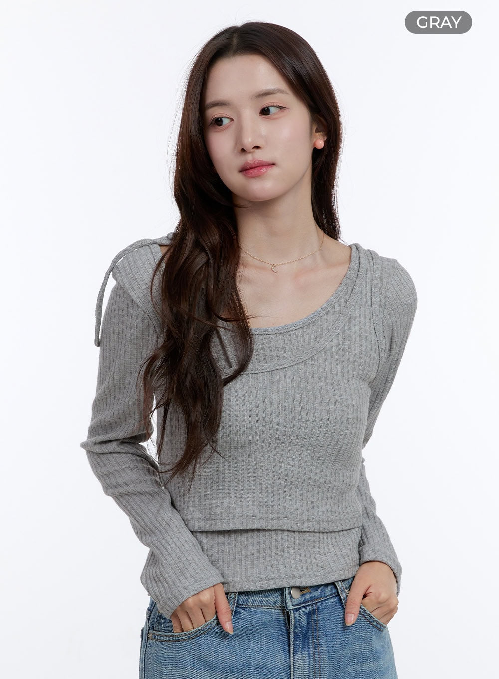 Slim Fit Strap Long Sleeve Set OO407