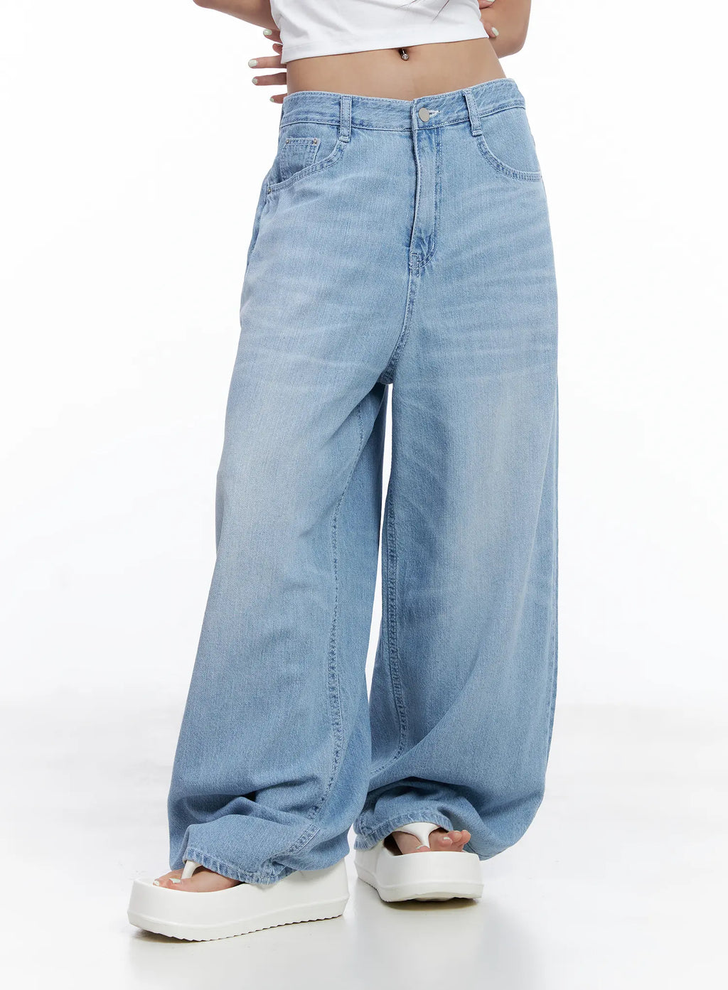 Hyoyeon Washed Balloon Wide-Leg Summer Denim Jeans CL510
