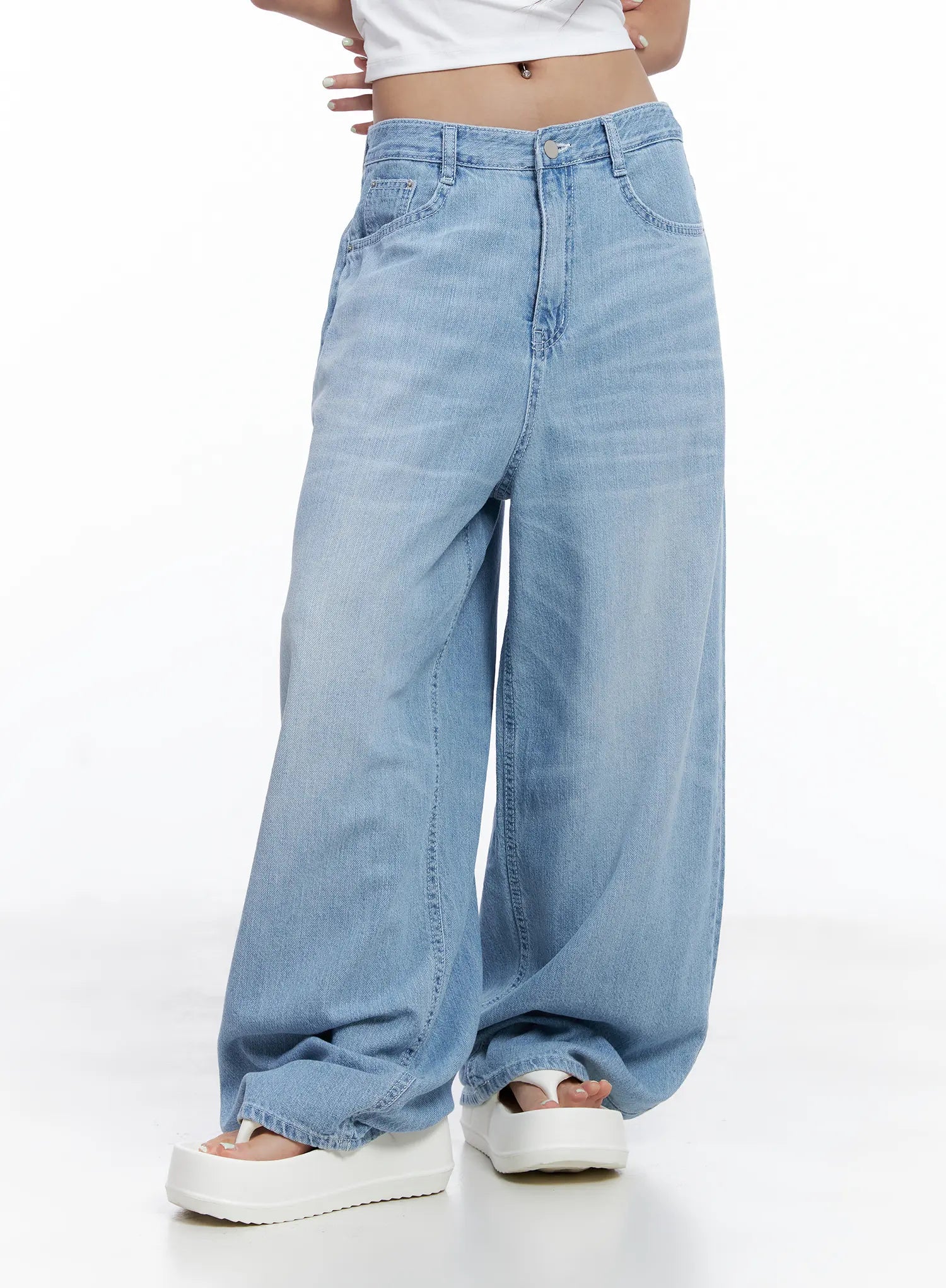 Hyoyeon Washed Balloon Wide-Leg Summer Denim Jeans CL510