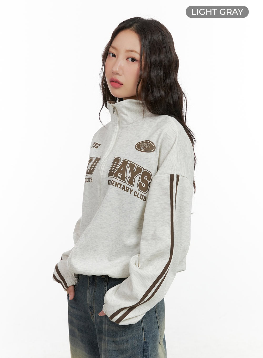 Cozy Lettering Zip-Up Sweatshirt CG423