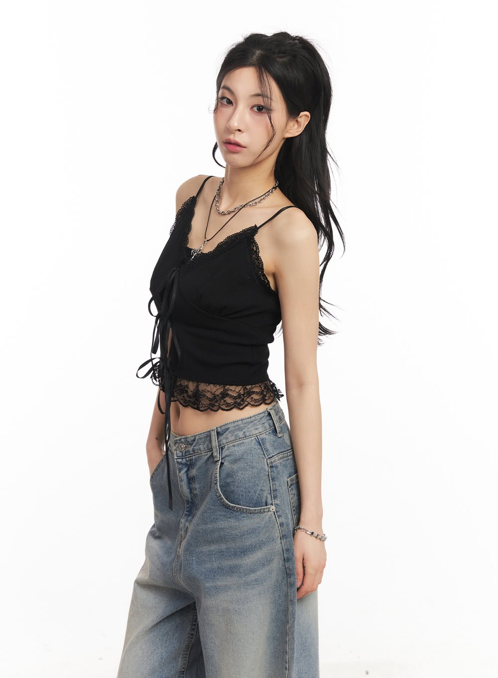 Sweetheart Lace Ribbon Cami Top CA514