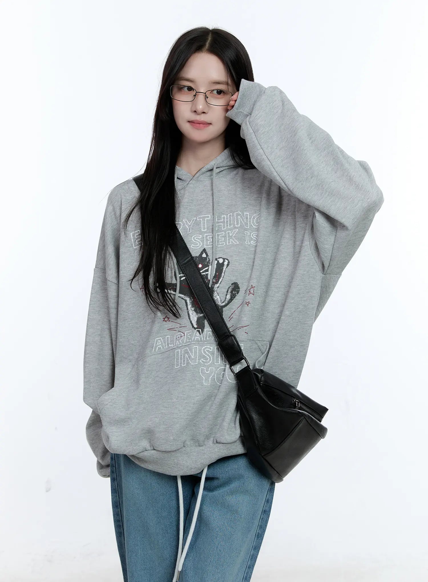 Oversized Kitty Graphic Hoodie CG513