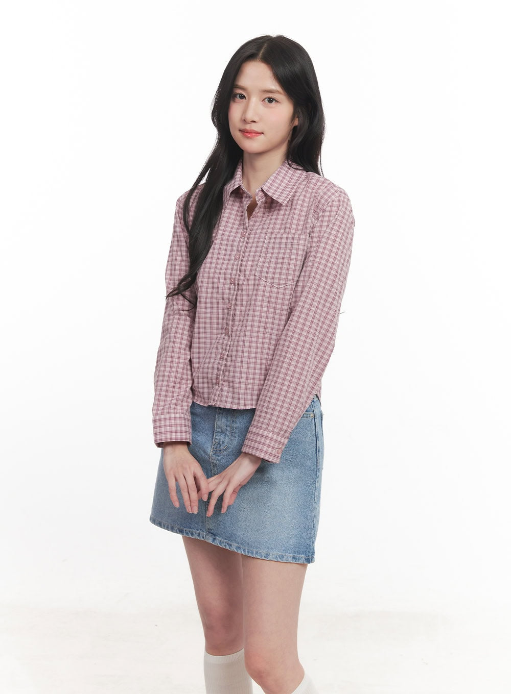 Picnic Checkered Crop Collared Shirt CA511