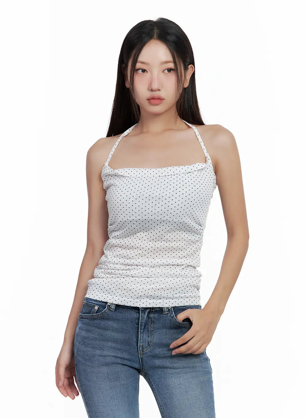 Polka Dot Square-Neck Halter Top CL508