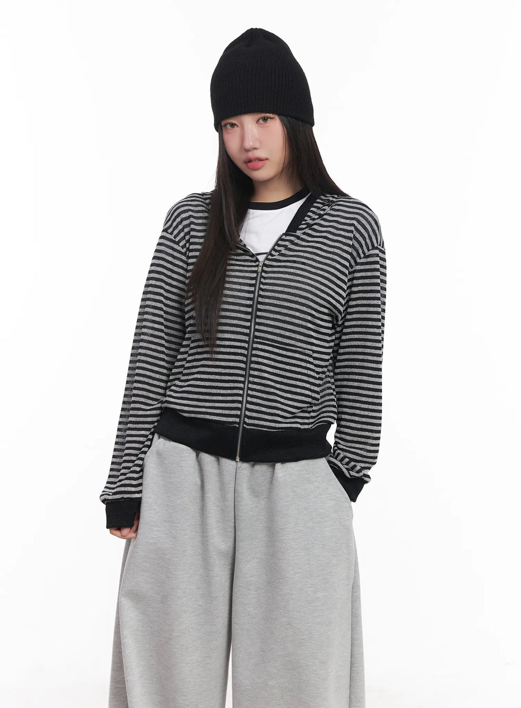 Striped Zip-Up Hoodie CU517