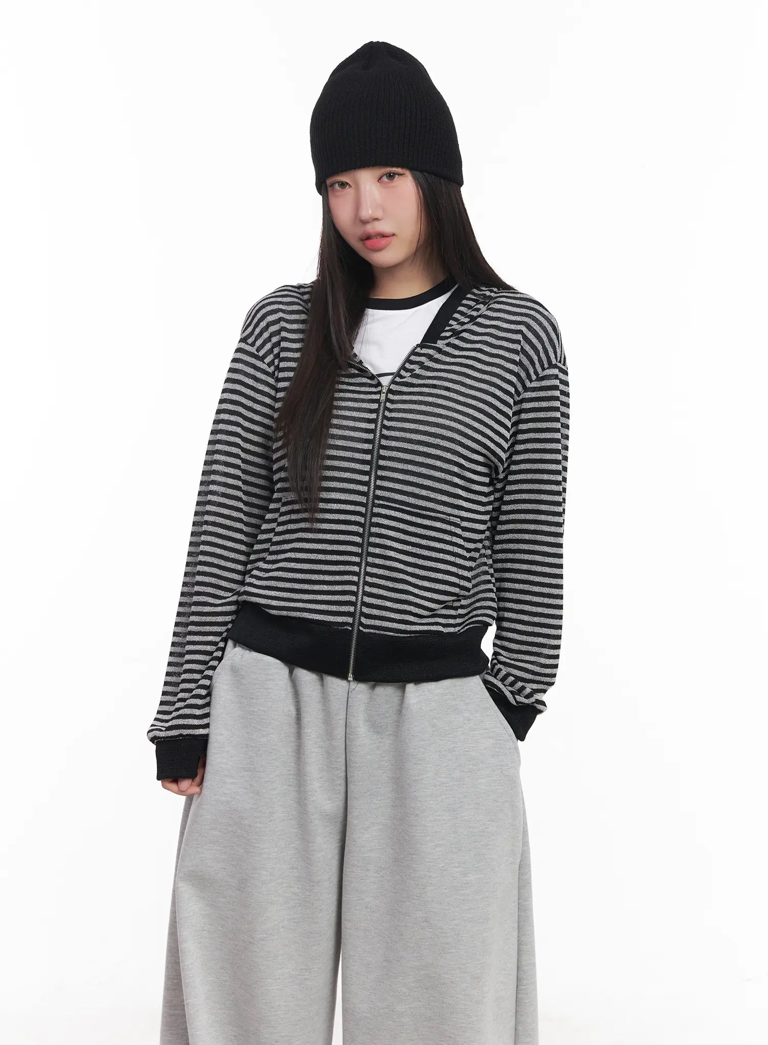 Striped Zip-Up Hoodie CU517