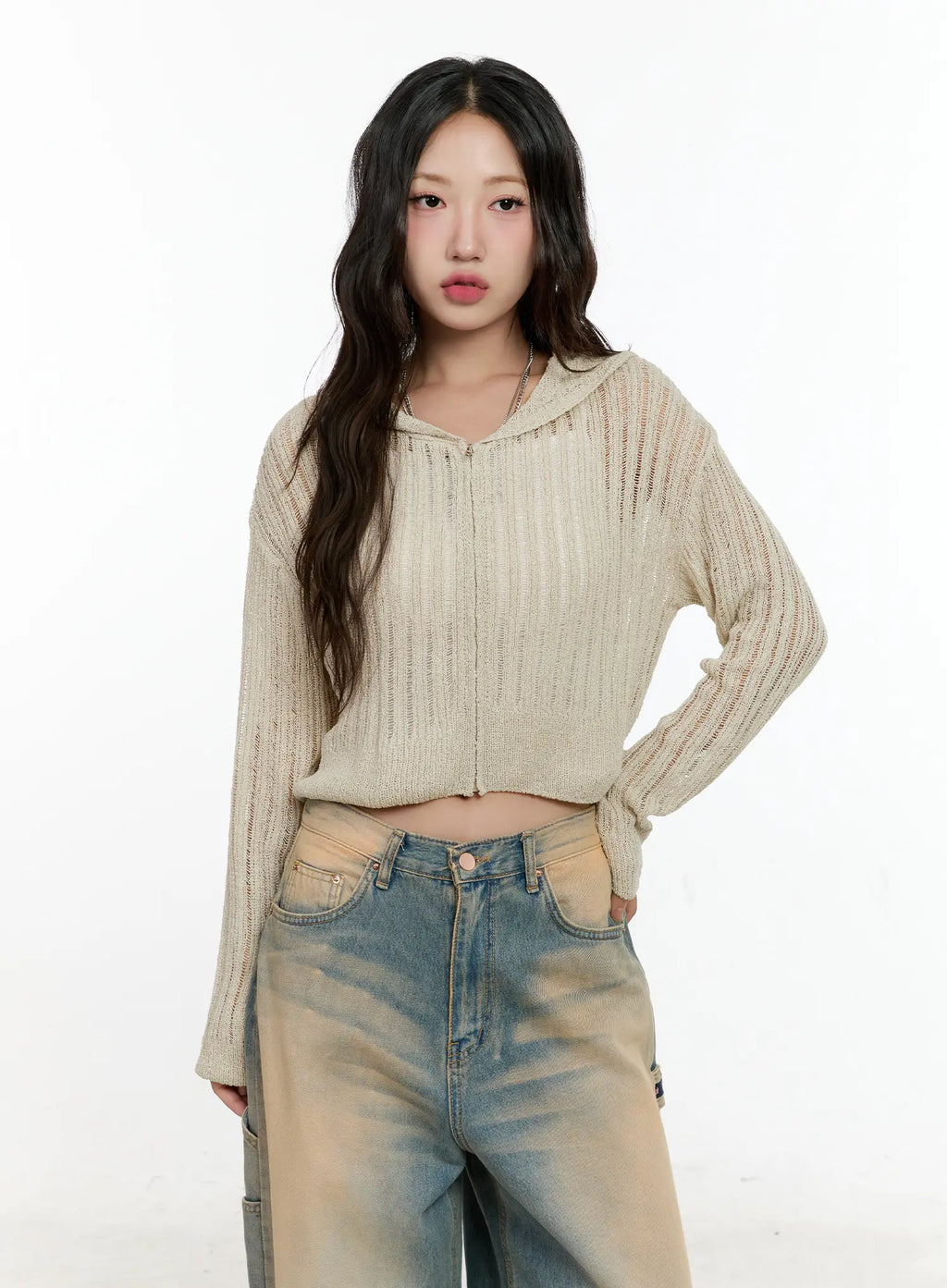 Summer Knit Cropped Zip-Up CG501