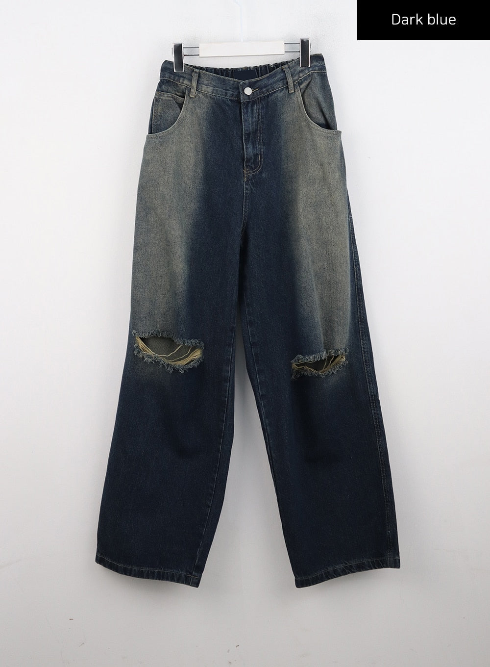 Destroyed Washed Wide Leg Jeans CN324
