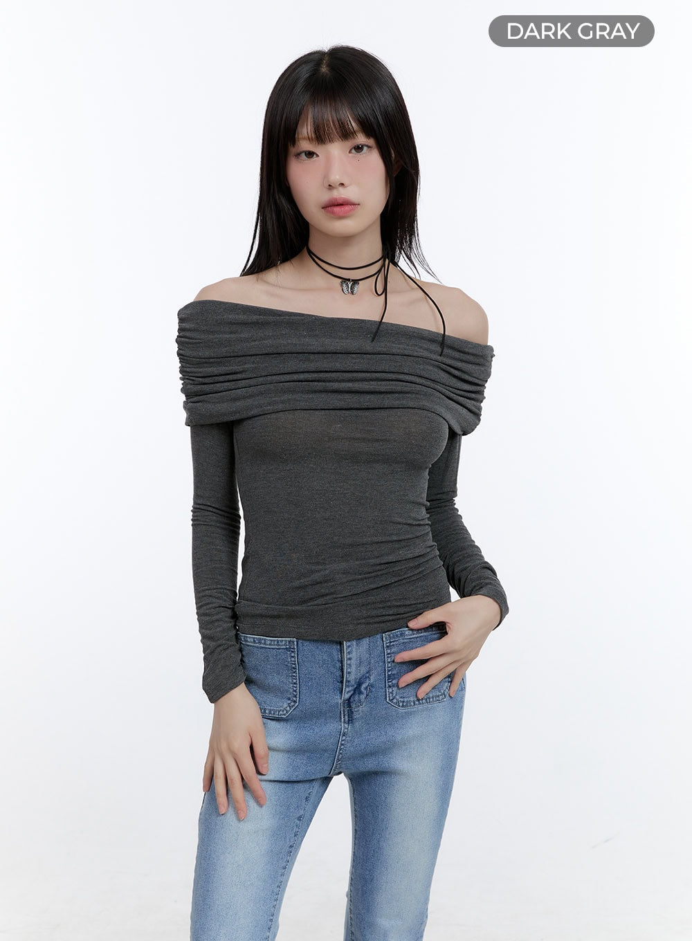 Long Sleeve Off-Shoulder Slim Top CG412