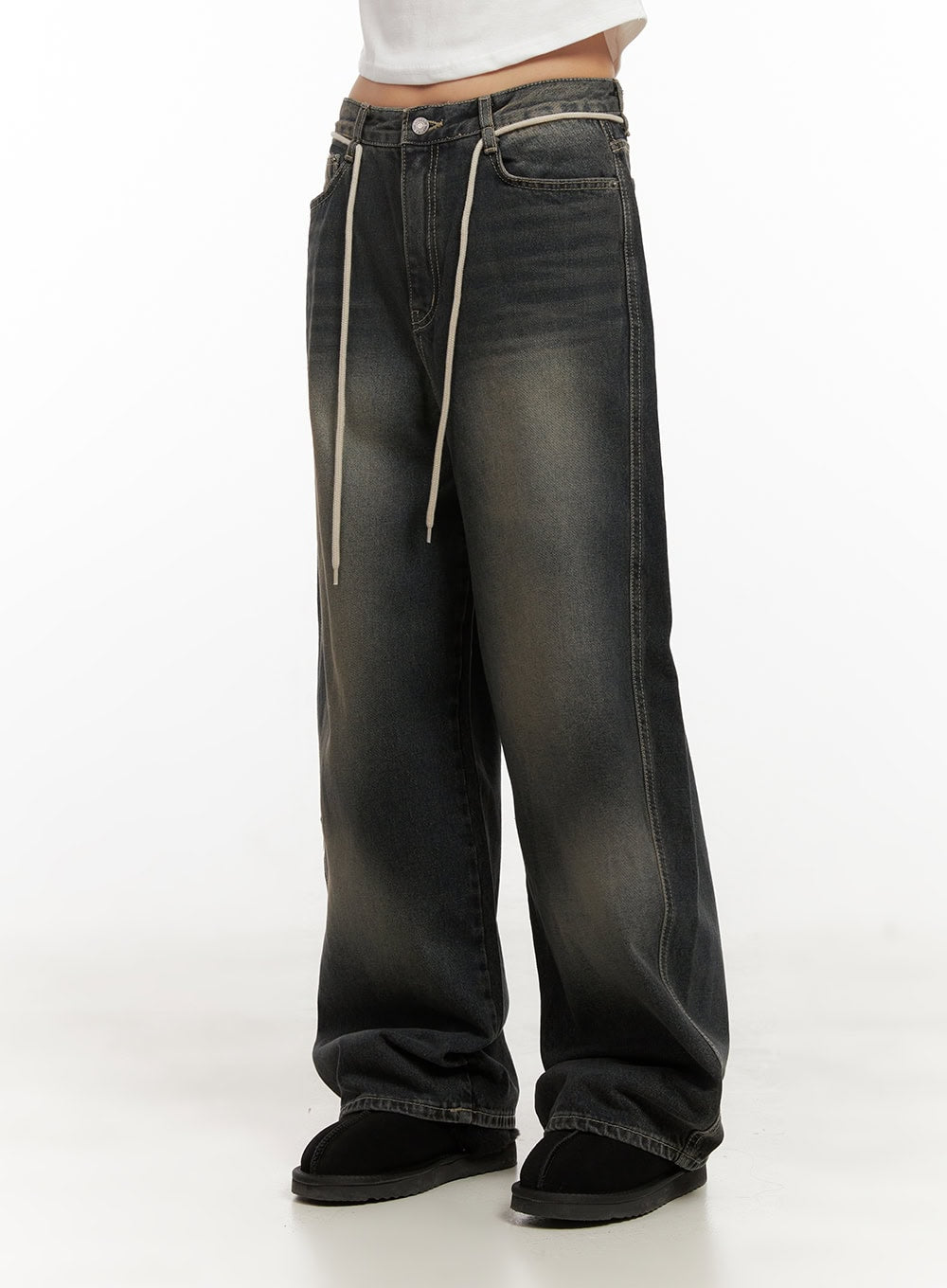 Matilda Washed Denim String Baggy Jeans CD410
