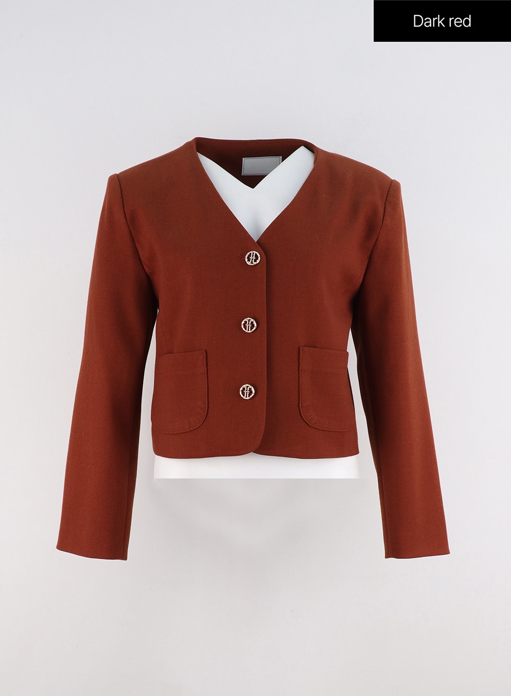 Collarless Crop Blazer Jacket OO312