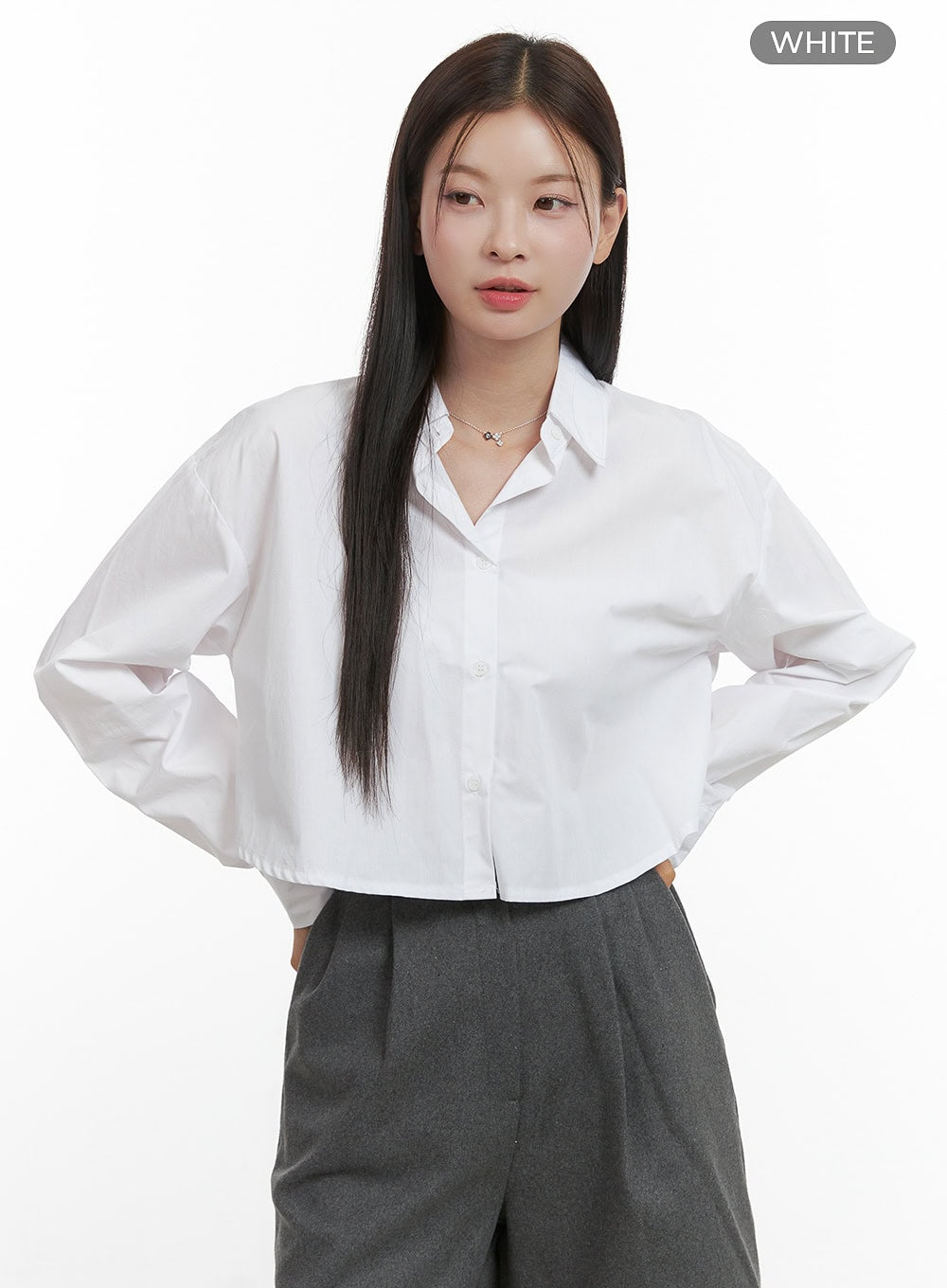 Slit-Back Crop Shirt OO416