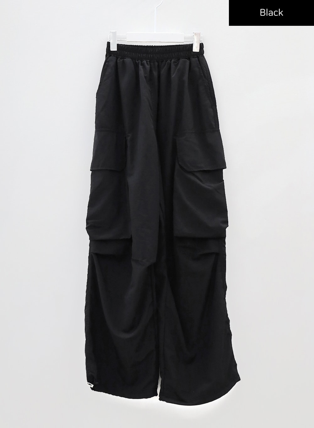 Drawstring Hem Long Wide Cargo Pants CJ21