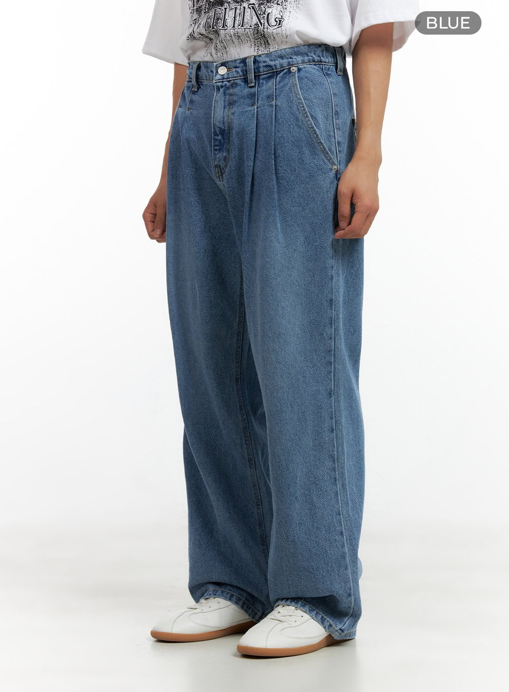 Men's Pintuck Washed Wide Fit Jeans CL429