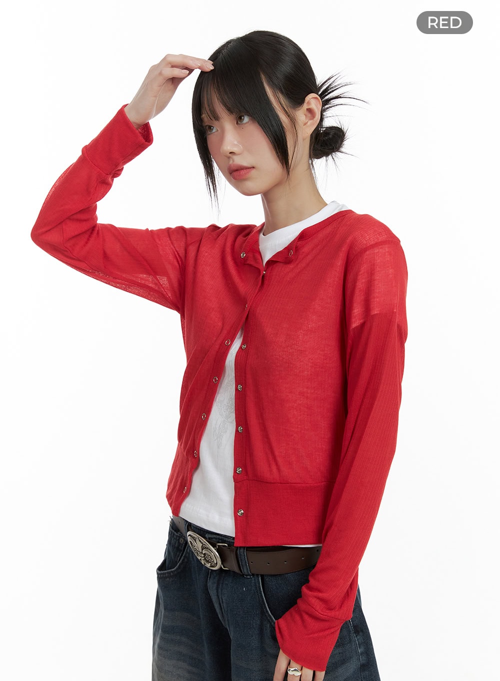 Sheer Elegance Buttoned Cardigan CL412