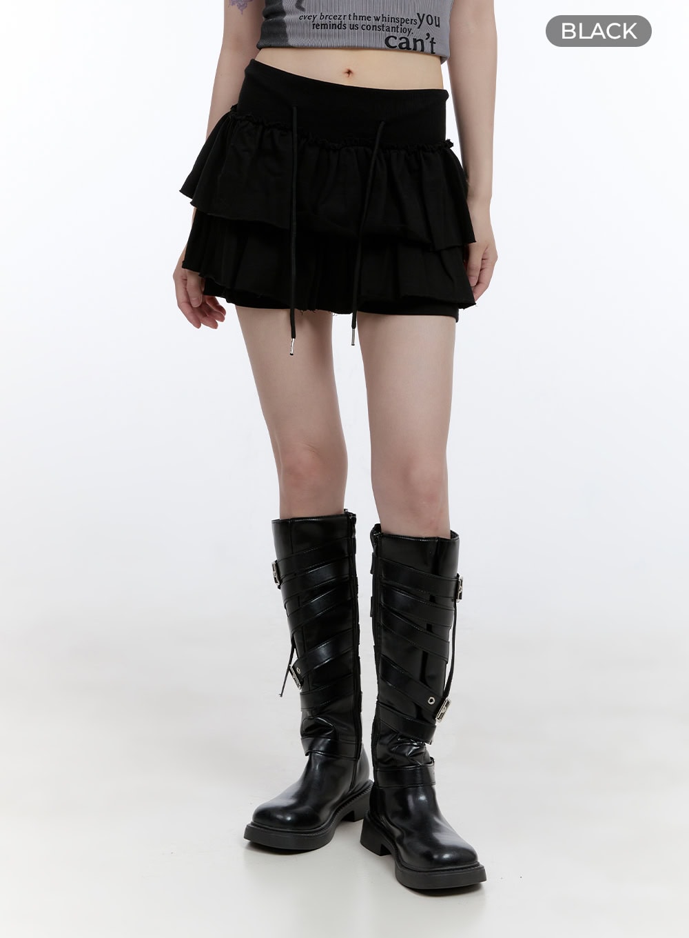 Ruffle Banded Cotton Mini Skirt CG412