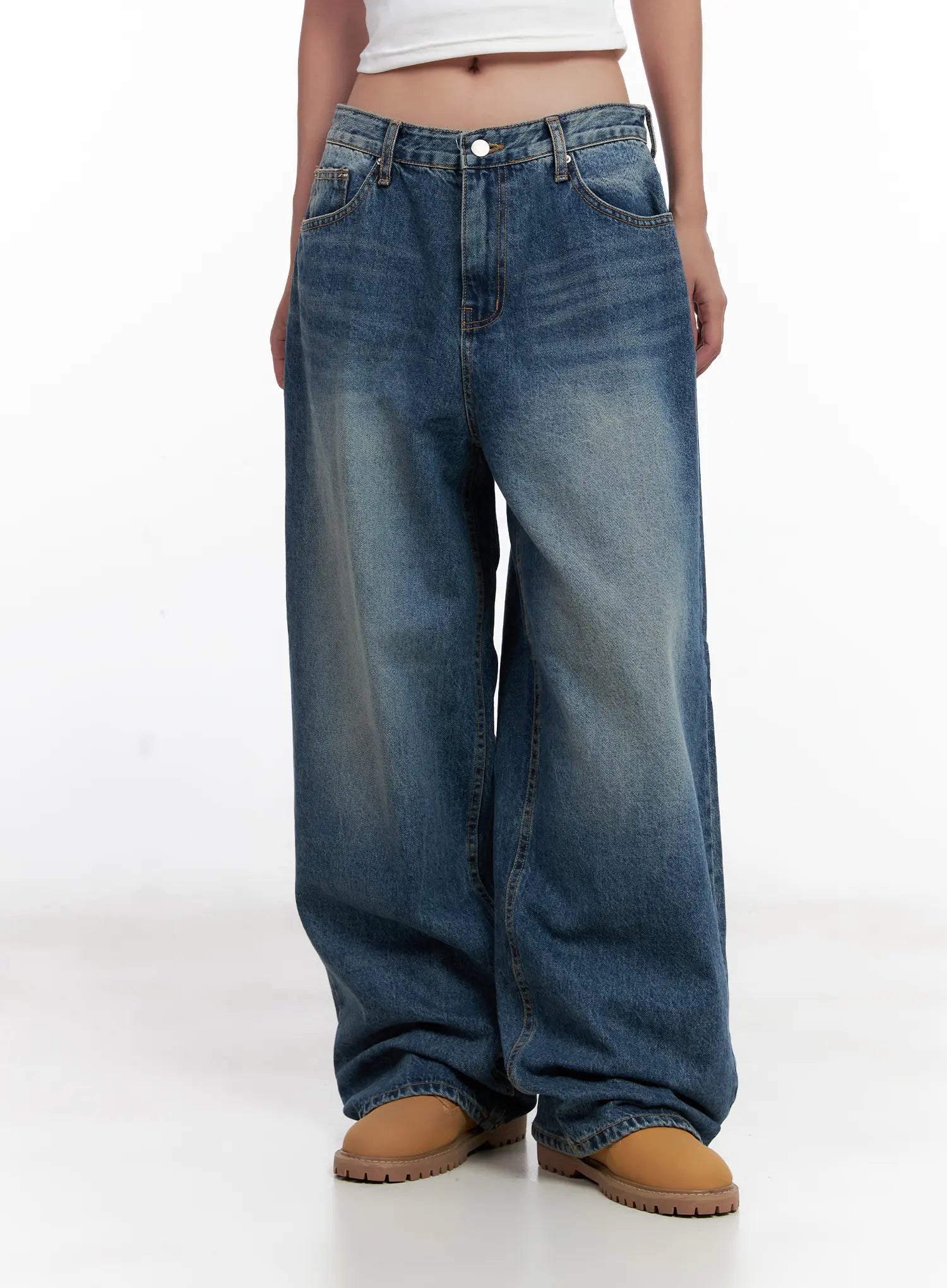 Miji Wide-Leg Washed Denim Jeans CL521