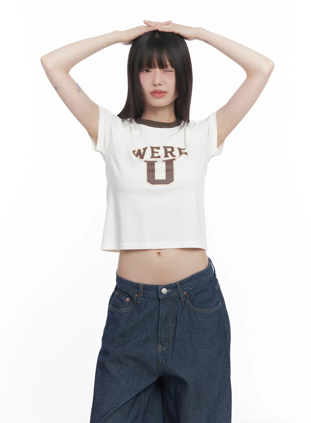 Graphic Two-Tone Crop Tee CU518