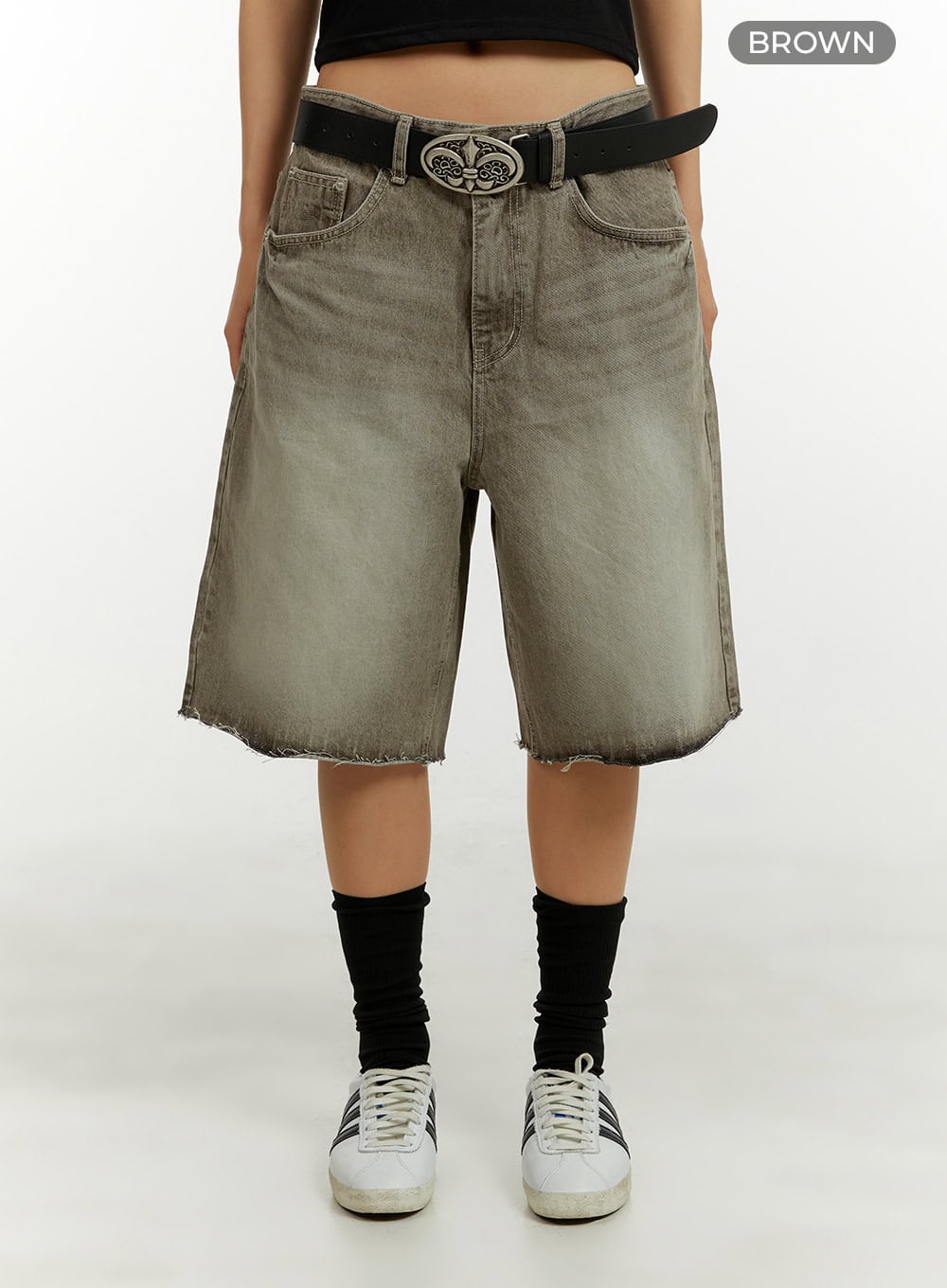 Destroyed Hem Bermuda Jorts CY409
