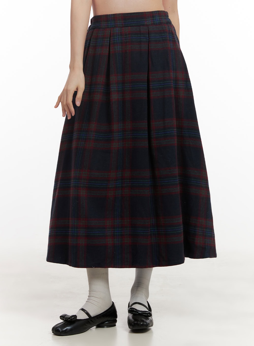 Wool Blend Checked Maxi Skirt OD418