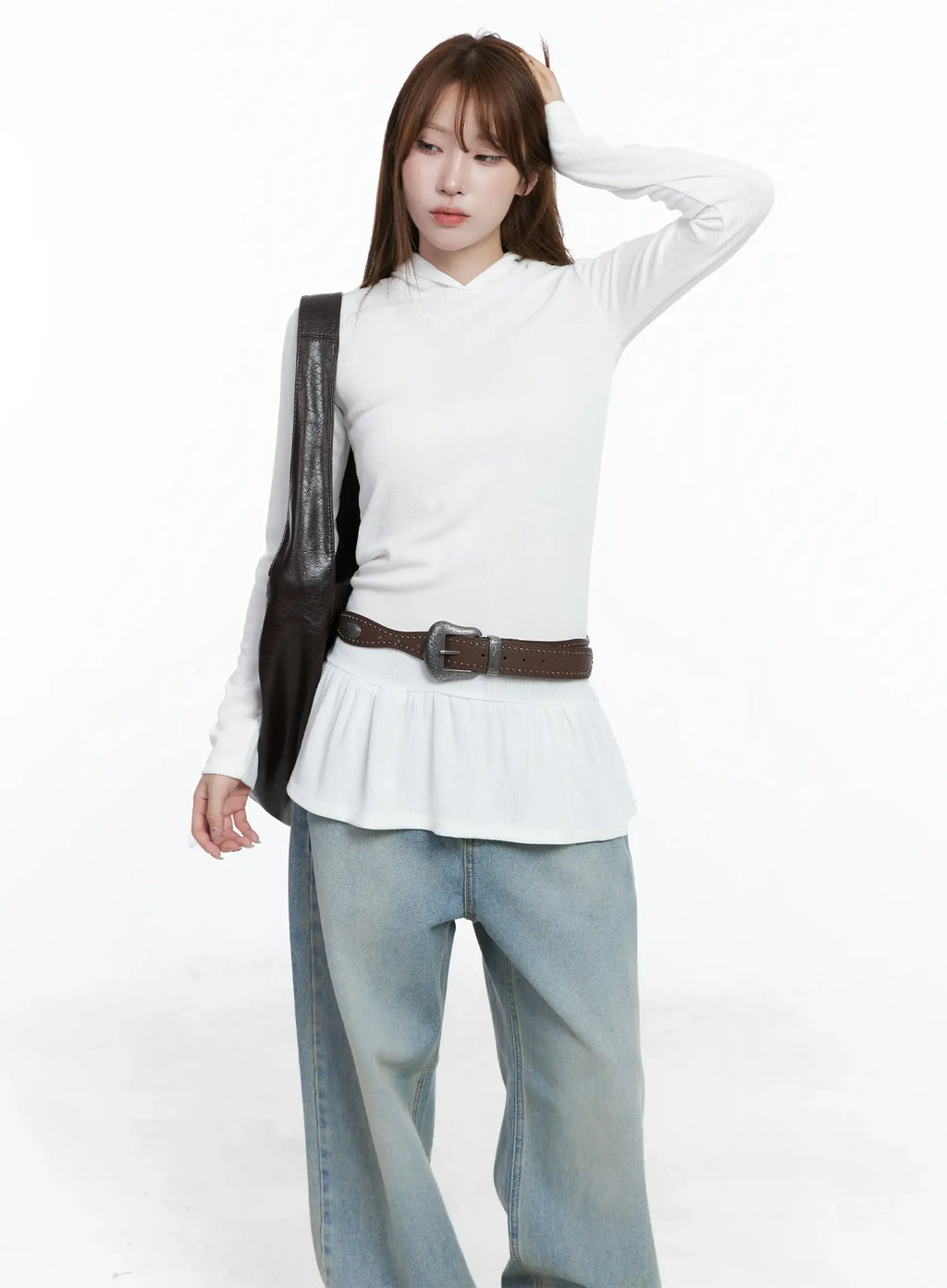 Frill Ribbed Hoodie CS501