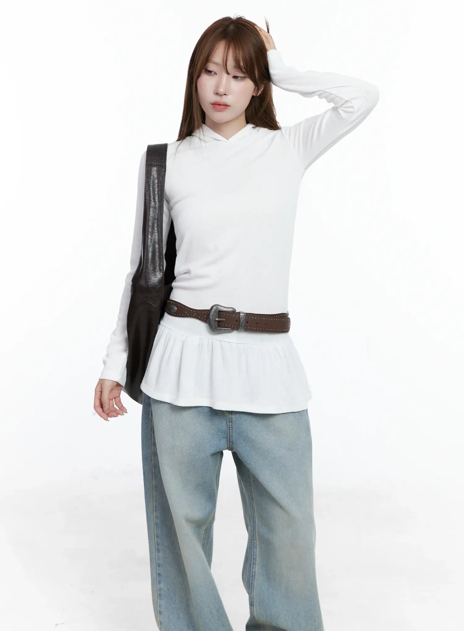 Frill Ribbed Hoodie CS501