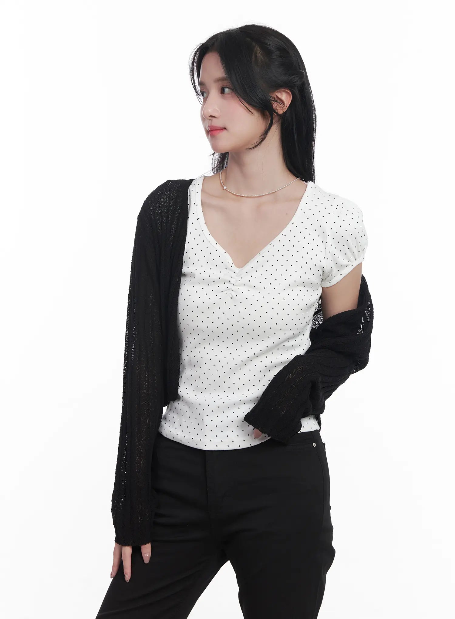 Sheer Ribbed Cardigan CU525