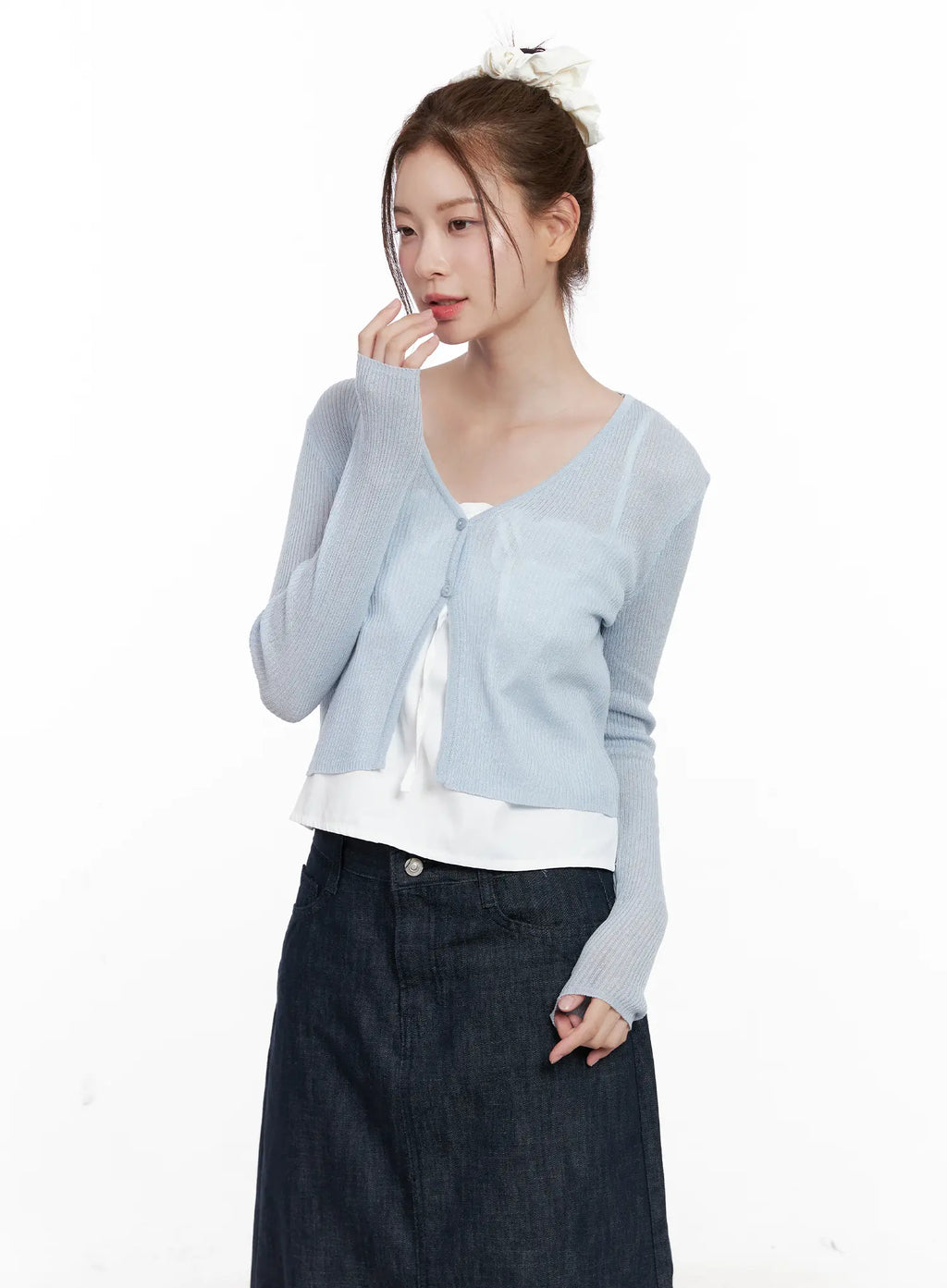 Ribbed Summer Cropped Cardigan CL523