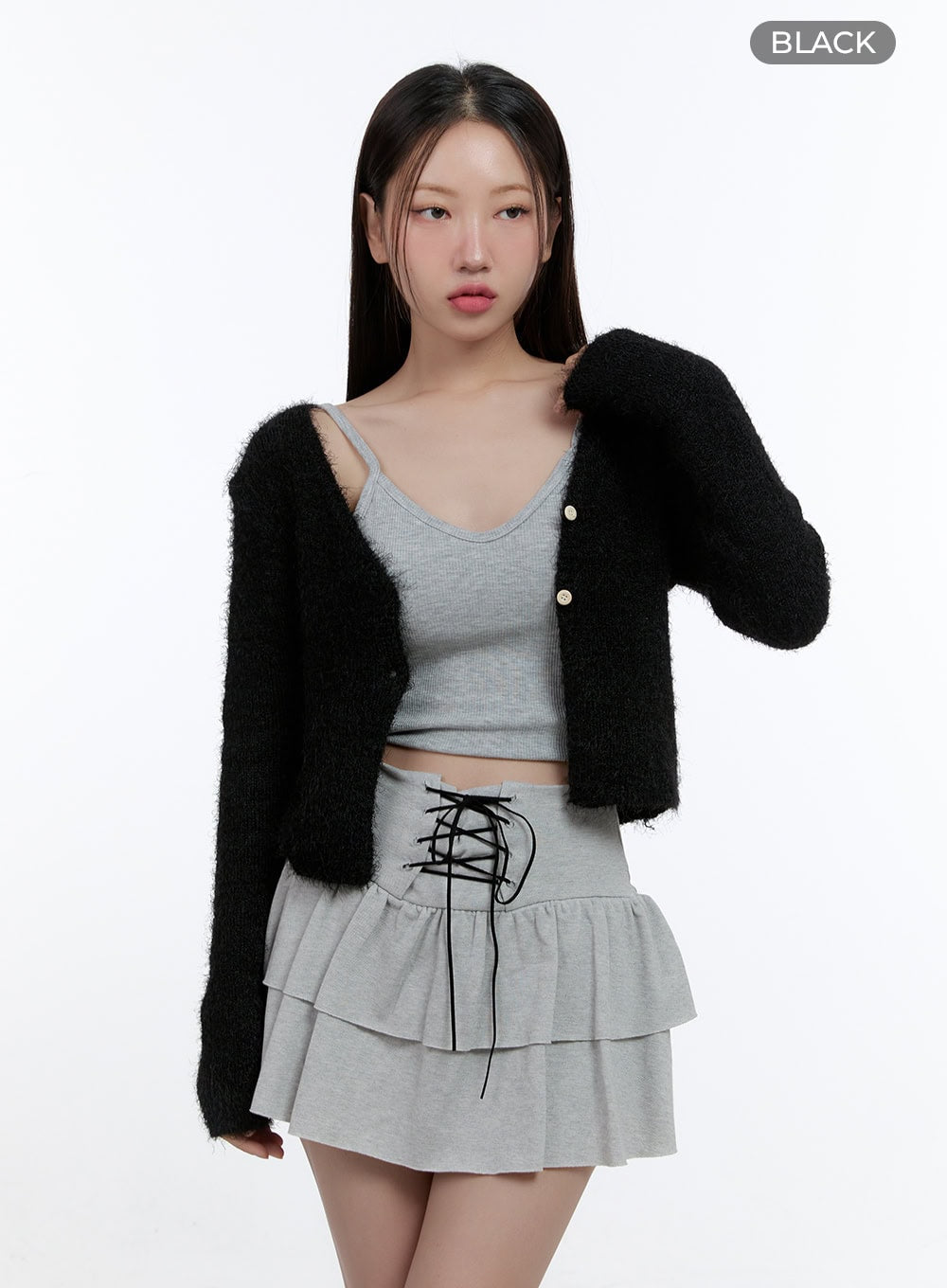 Essential Solid Crop Cardigan CS406