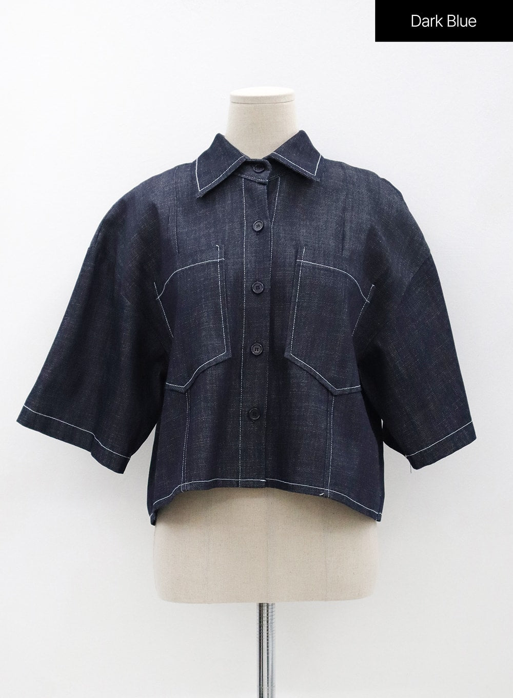 Stitch Denim Set-Up Blouse with Pocket OG23