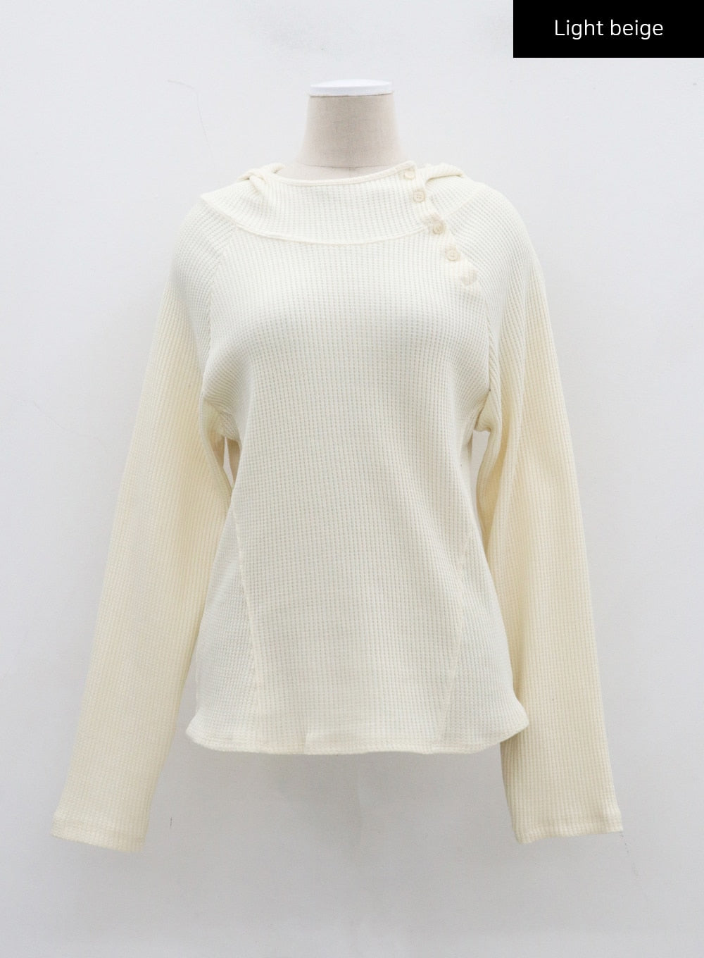 Side Button Detail Knit Hoodie CJ318