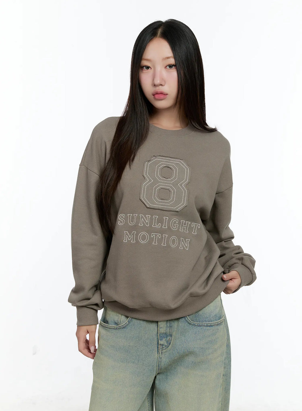 Embroidered Graphic Oversized Sweatshirt CS518