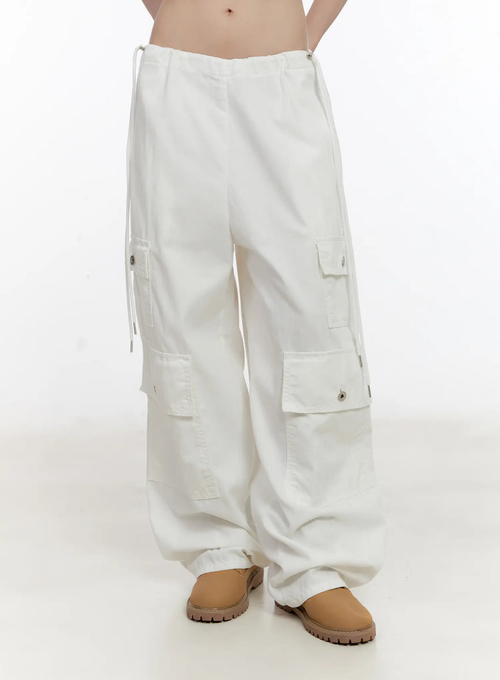 Side-Cinch Wide-Leg Cargo Pants CL507