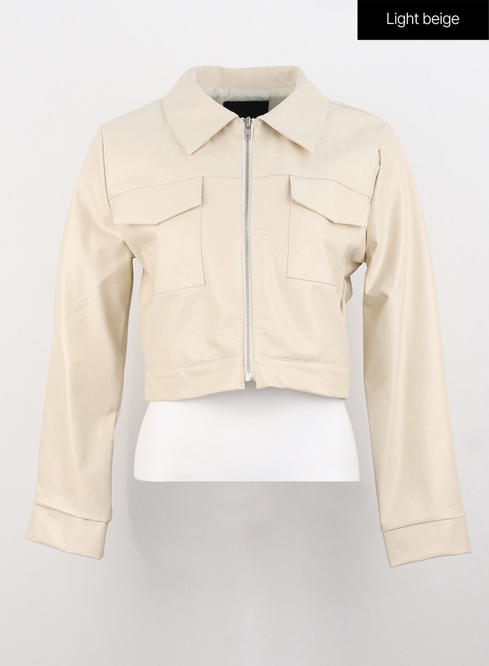 Faux Leather Collar Jacket OS305