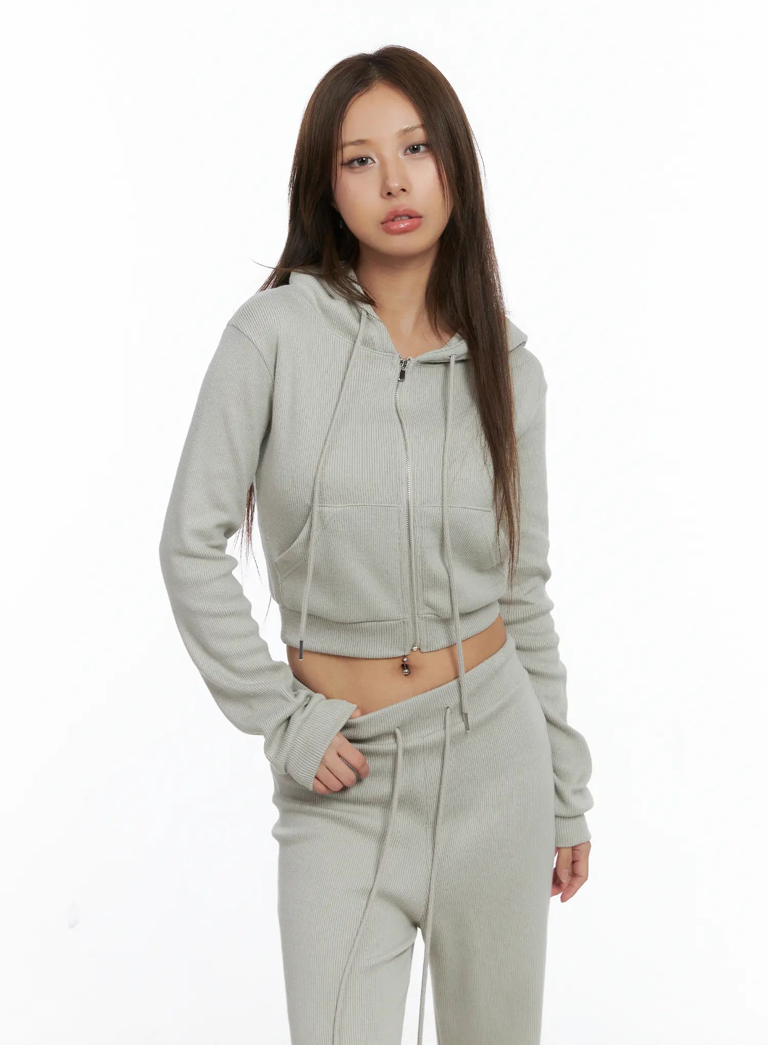 Casual Ribbed Crop Hoodie CS504