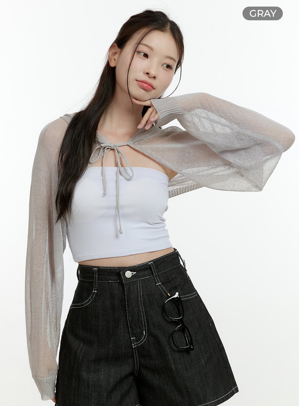 Sheer Hooded Bolero Top OL430