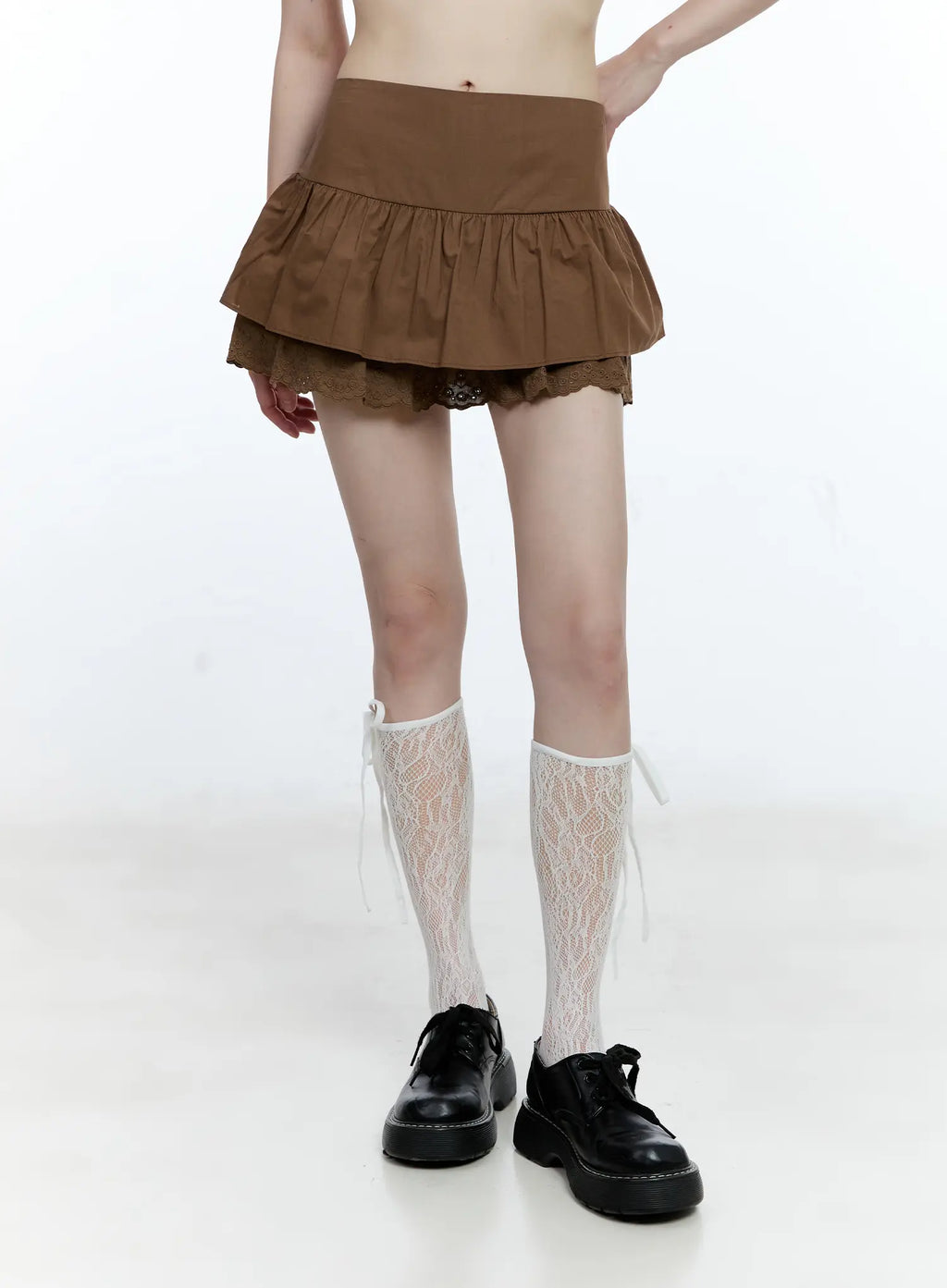 Tiered Lace-Hem Mini Skirt CG511