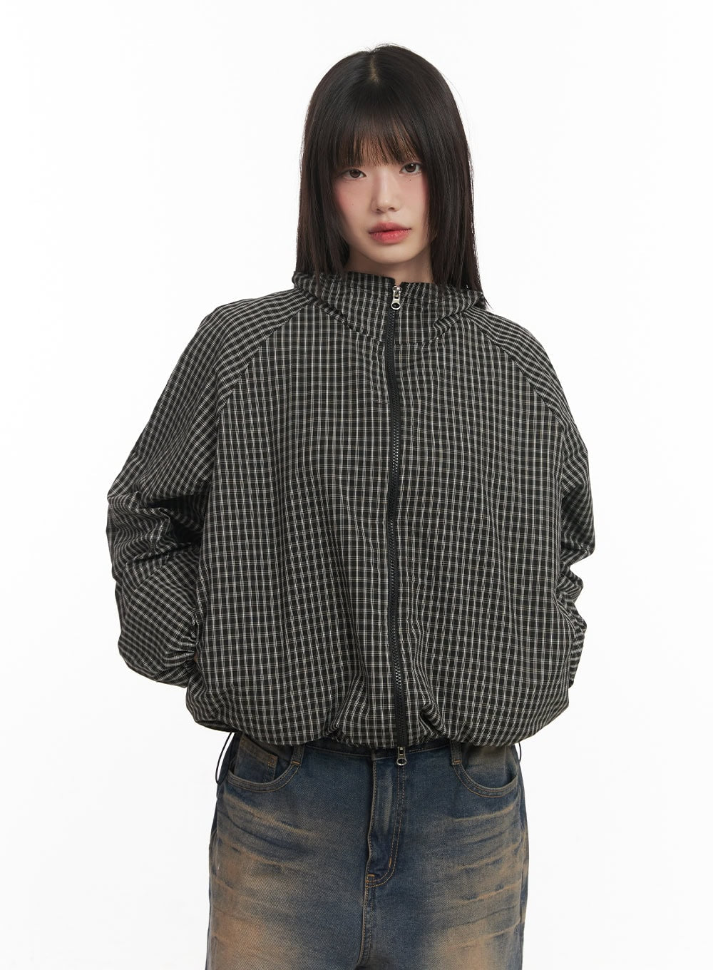 Checkered Hooded Windbreaker Jacket CF519