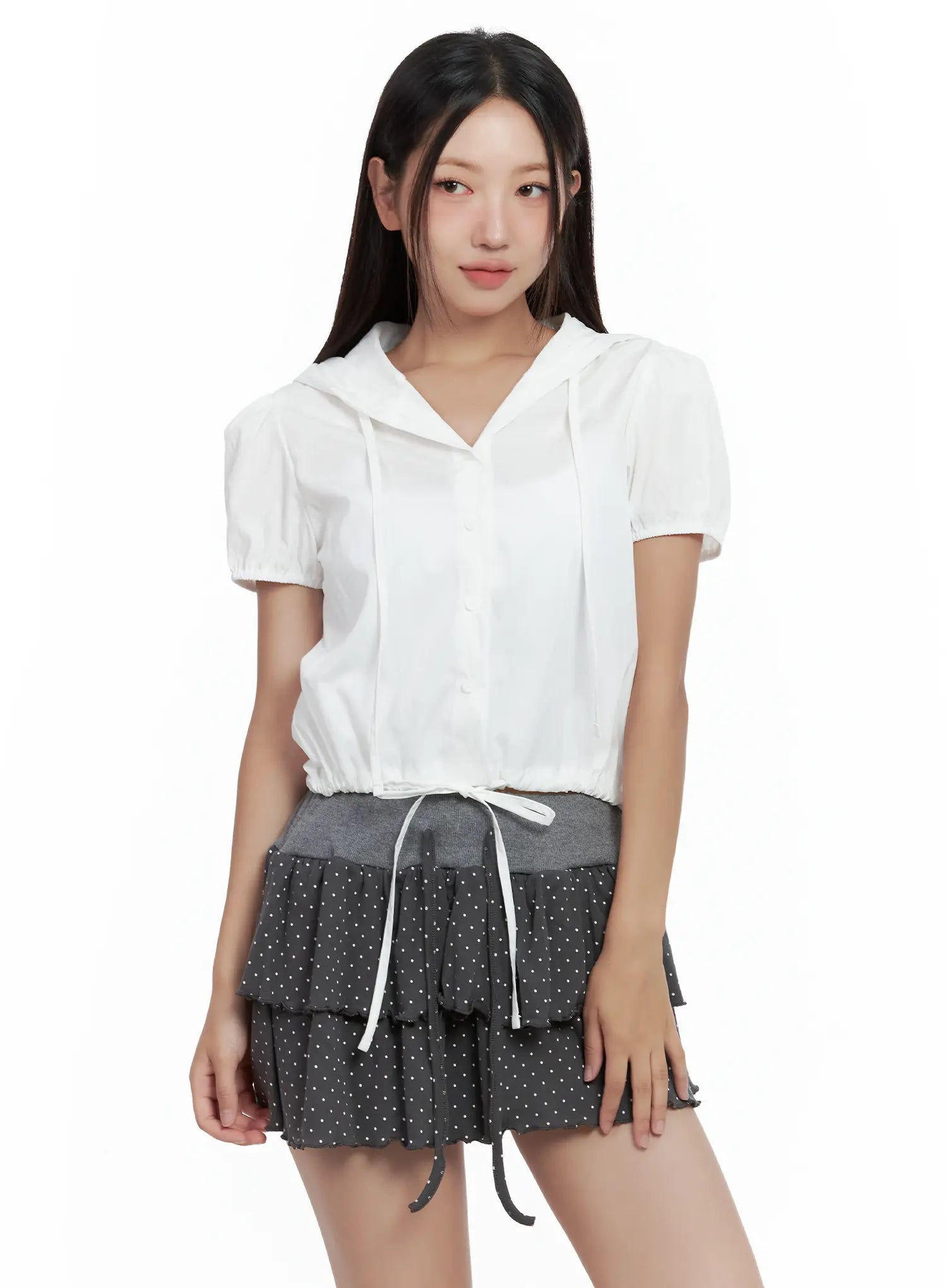 Casual Shirred Puff-Sleeve Jacket CL509