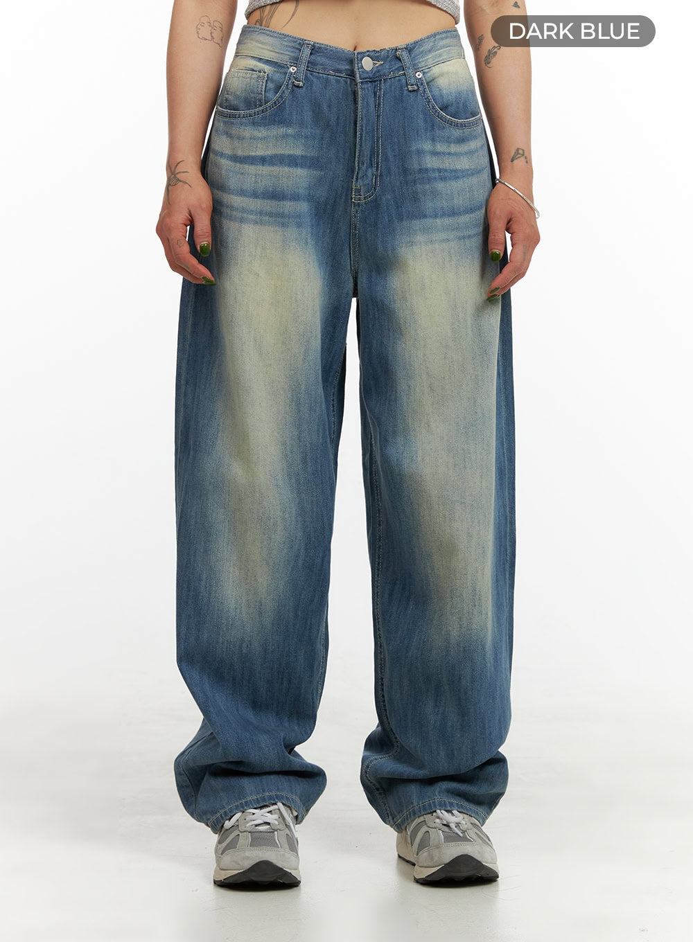 Wide Washed Blue Denim Jeans CY429