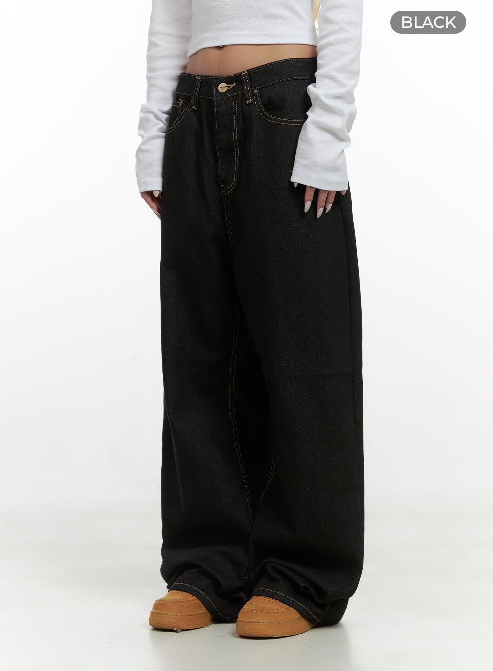 Mara Relaxed Fit Pocketed Cotton Wide Leg Jeans CS426