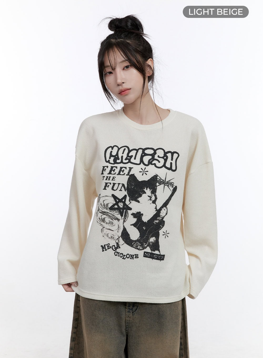 Oversized Graphic Long Sleeve T-Shirt CO418