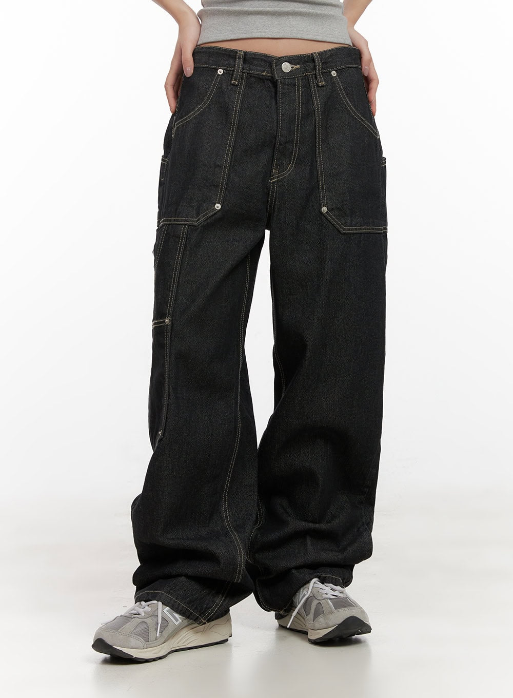 Nicole Stitched Carpenter Wide-Leg Jeans CD411