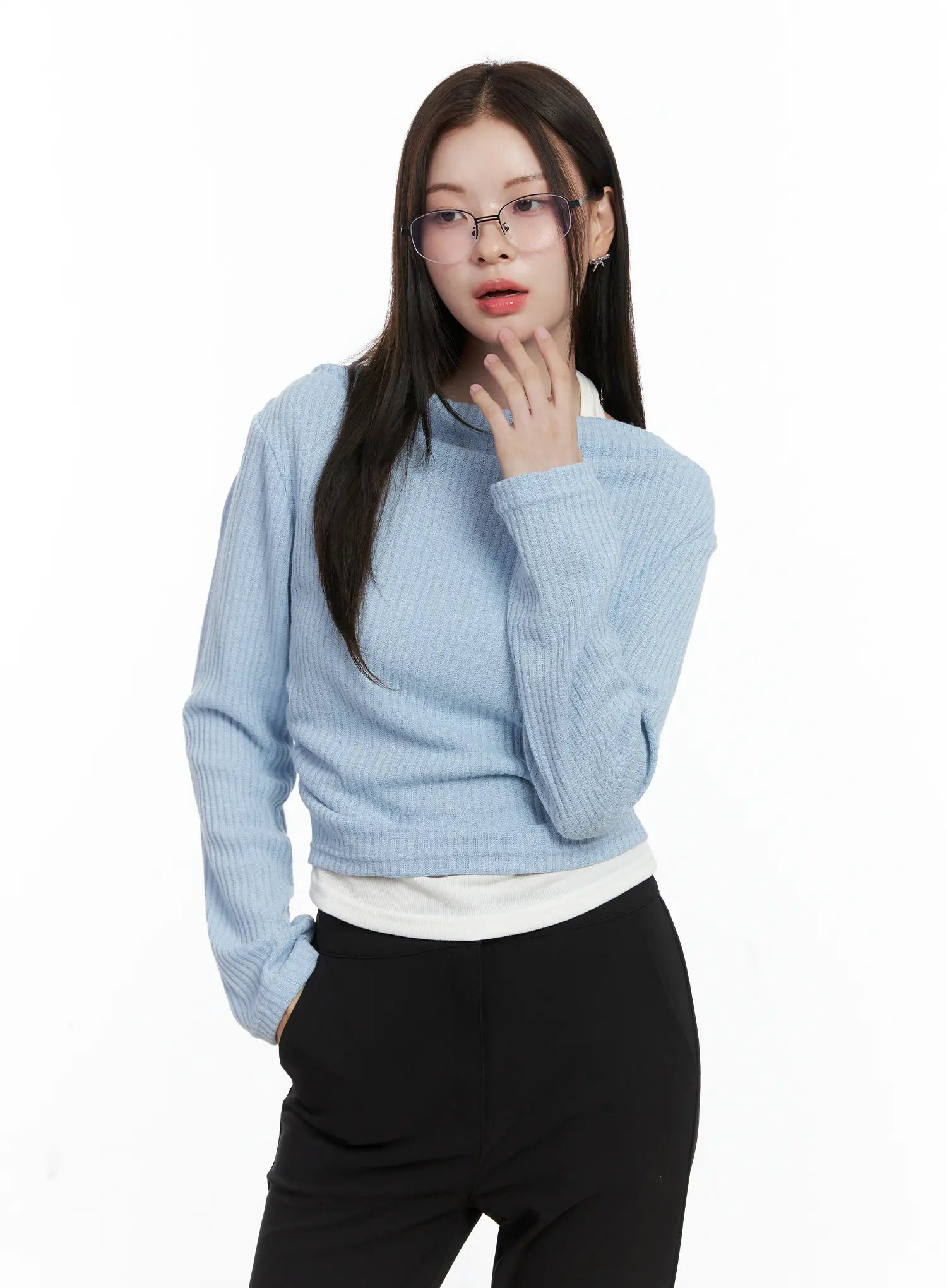 Ribbed Knit Off-Shoulder with Halter Top CO503