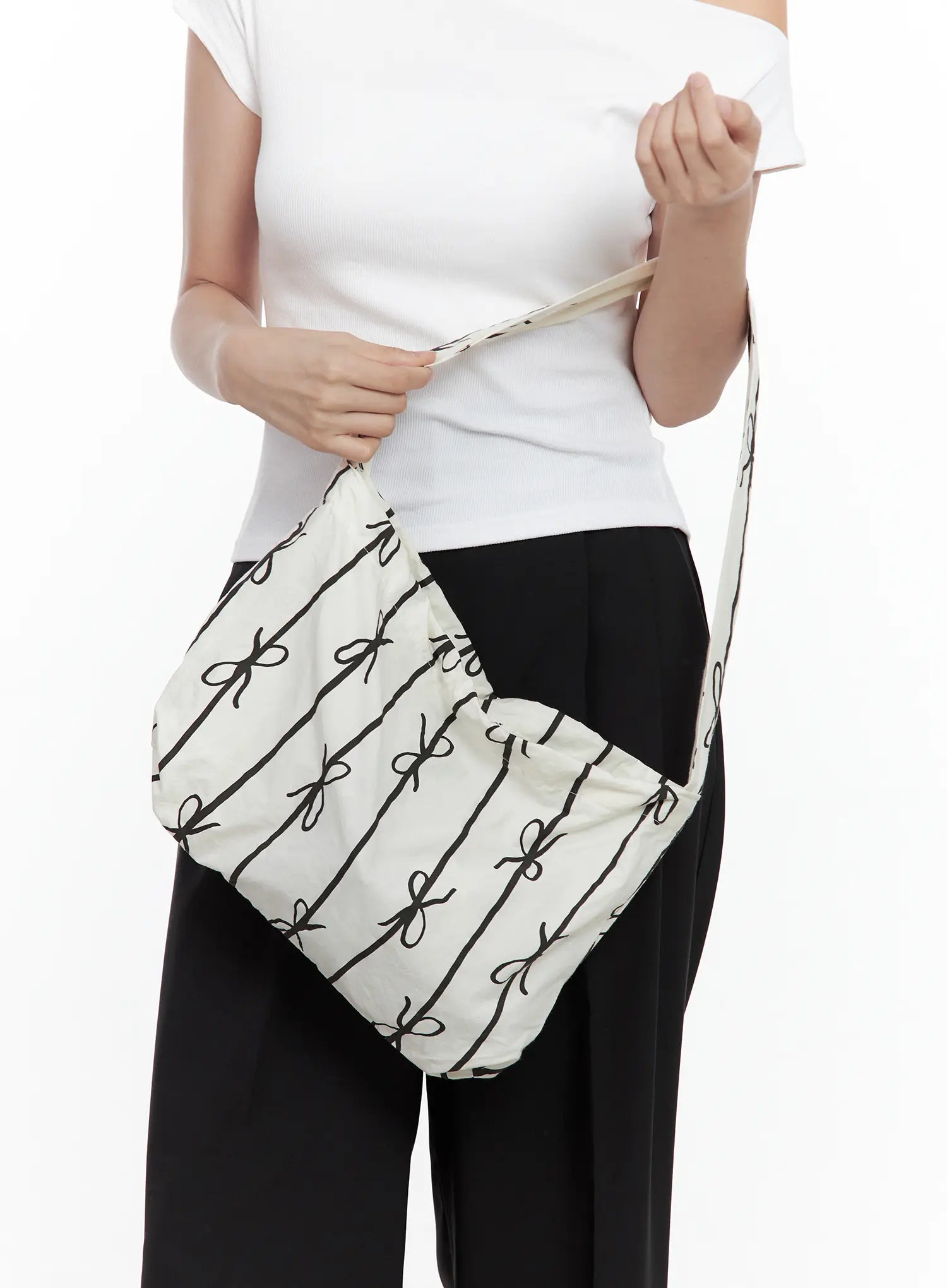 Casual Striped Ribbon Shoulder Bag CL502