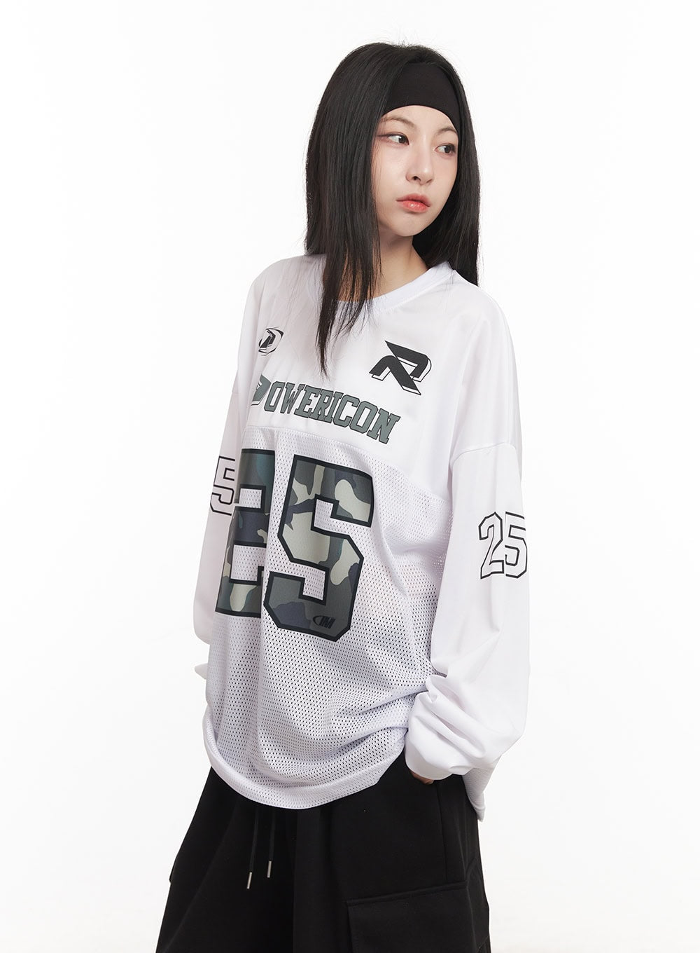 Camo Oversized Mesh Jersey Top CM518