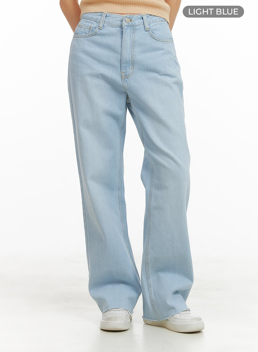 Cotton Washed Loose Fit Straight Jeans OY421