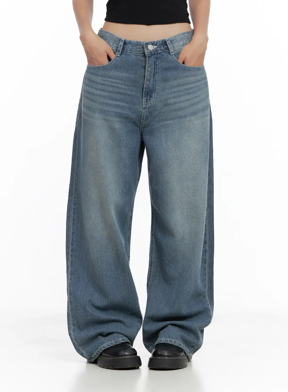 Riwon Retro-Wash Wide Summer Denim Jeans CL508