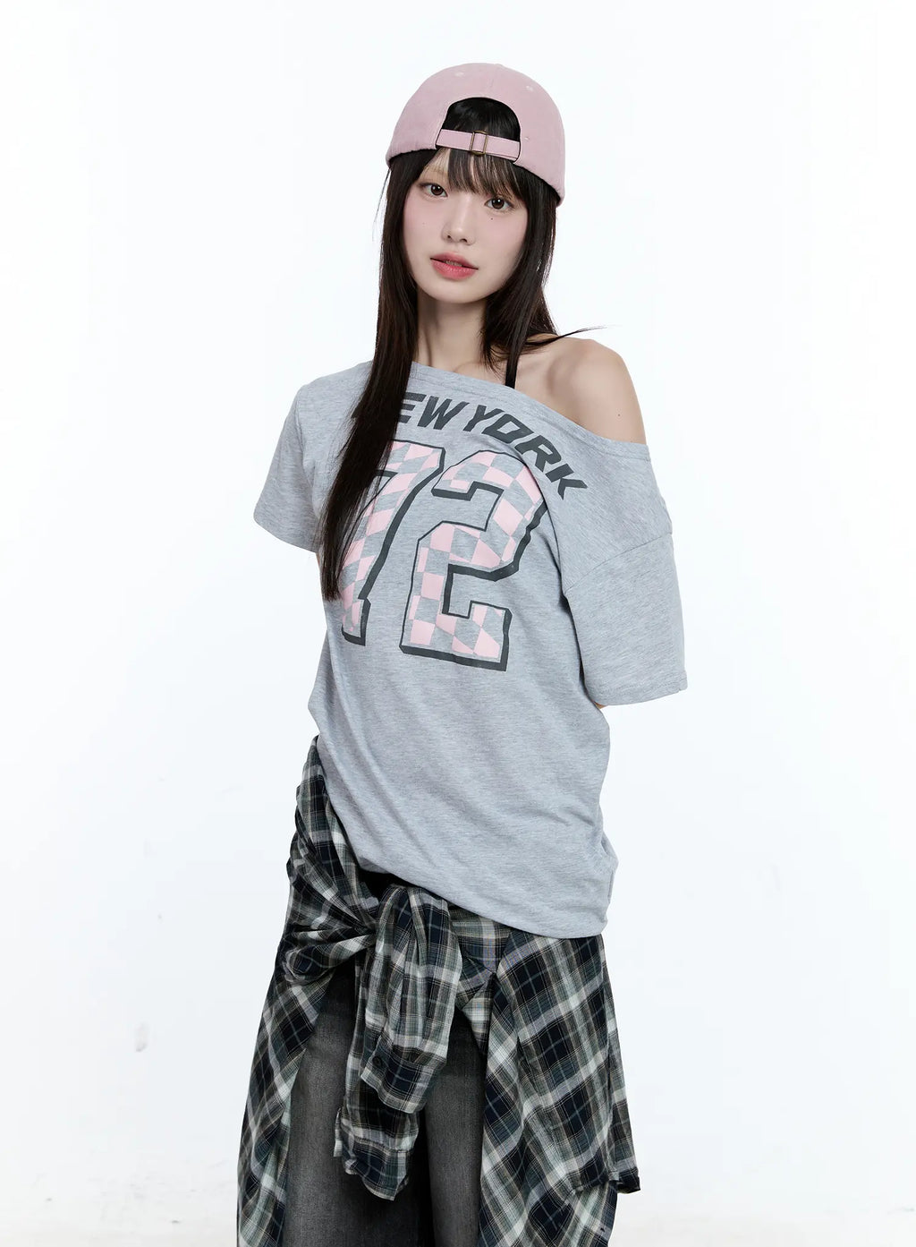 Off-Shoulder Loose-Fit 72 Graphic Top CG507