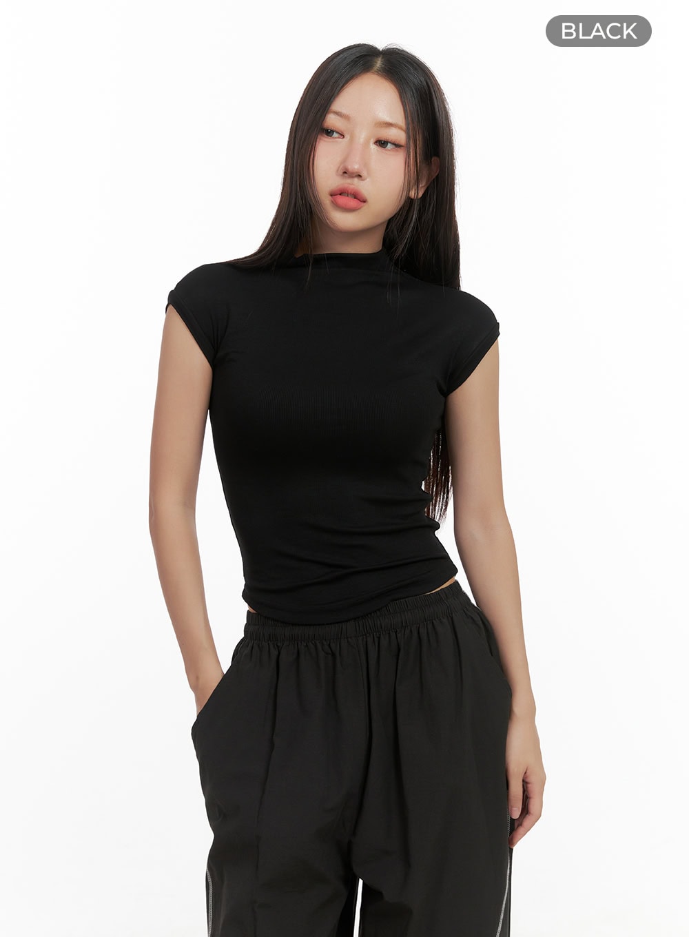 Slim Fit Turtle Neck Crop Top CO402